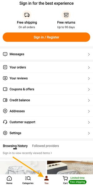 Click the "My Account" icon below, and select "Messages"