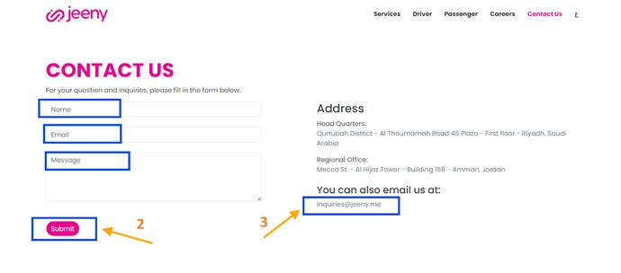 Fill in Name, email, and contact customer service through Jeeny's email