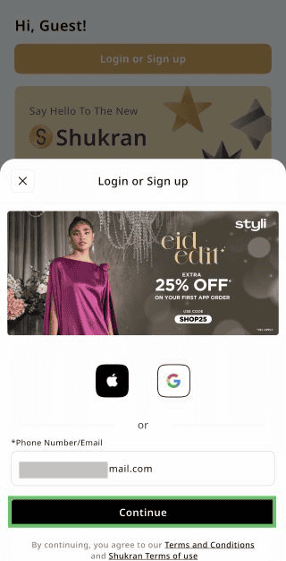 Adding Email on Styli App