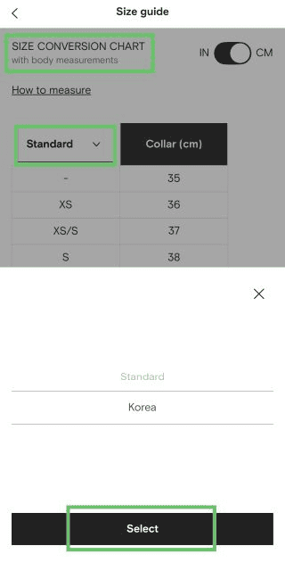  FARFETCH’s size conversion chart