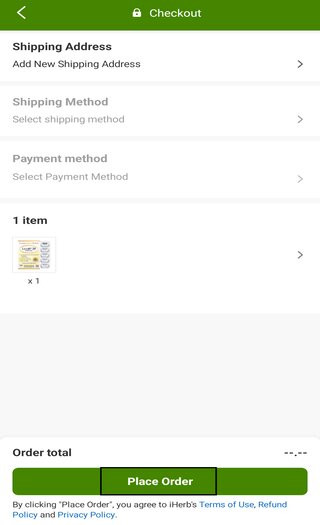 How to select address and payment method at the iHerb app