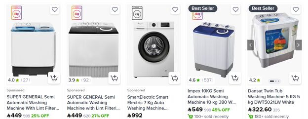Noon washing machines and dryers Deals